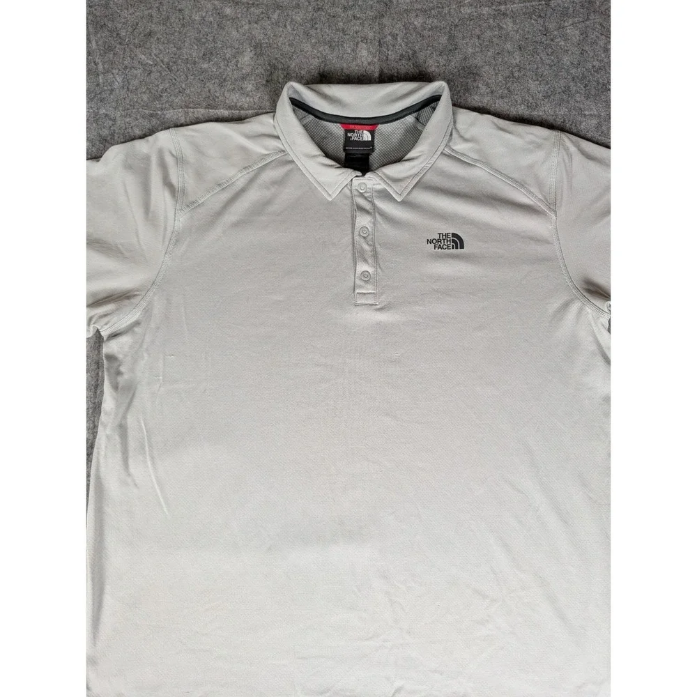 The North Face Mens Short Sleeve Polo Shirt Light Grey Technical Hiking Top